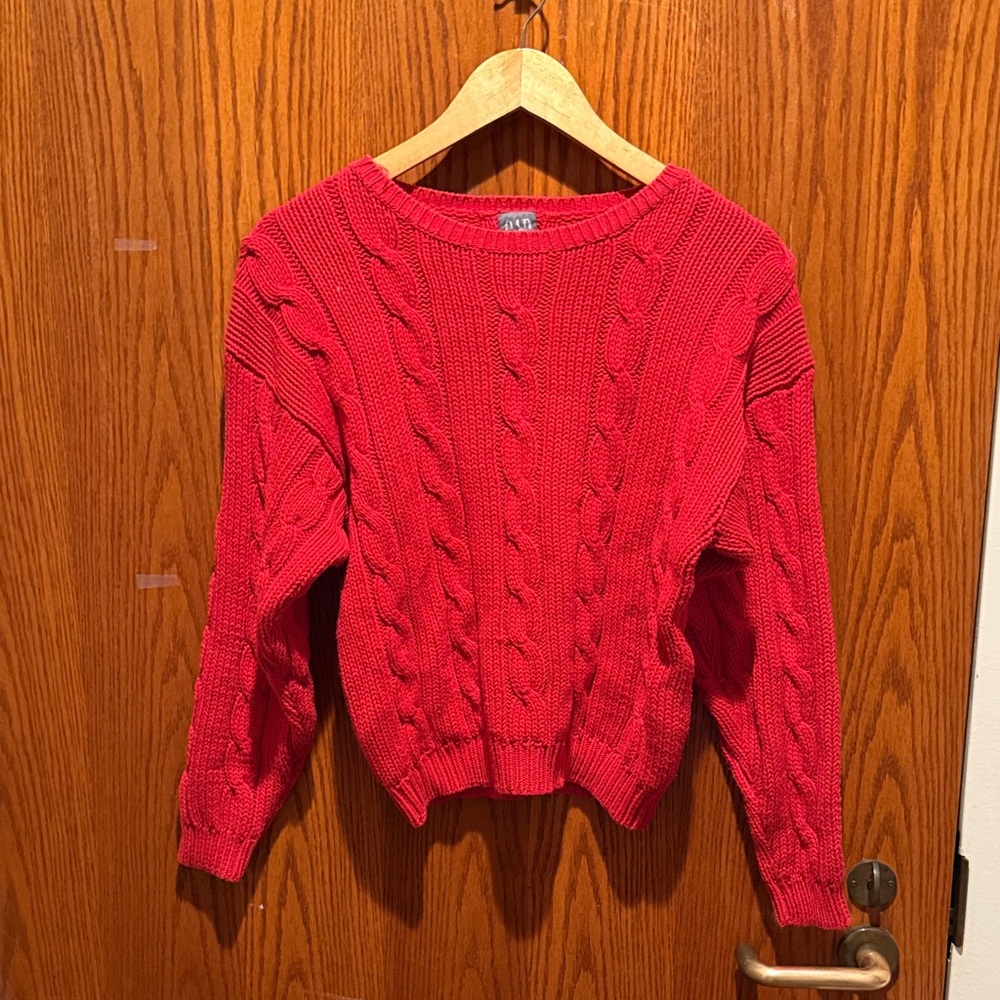 GAP Vibrant Red Cable Knit Sweater